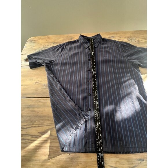 Axist Surf Soft Button Up Shirt Mens XL Navy Stripe Short Sleeve Casual  Modal - Picture 6 of 6